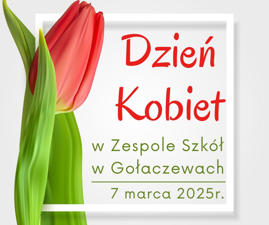 napis "dzień kobiet" wraz z tulipanem